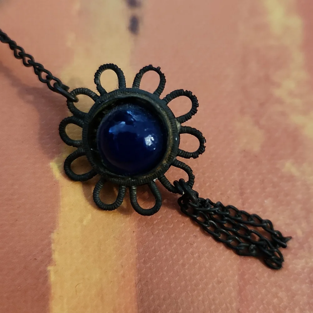 Vintage Hair Pin with Blue Cabachons